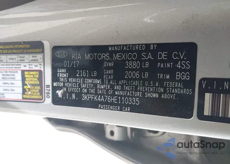 2017 Kia Forte Lx from USA, damaged, VIN 3KPFK4A76HE110335